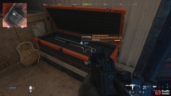 to find the Silenced Expedite 12 sitting in an open container.