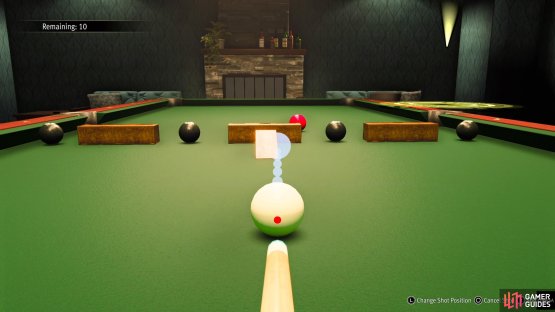 Pull back the stick to about this spot to hit the ball.