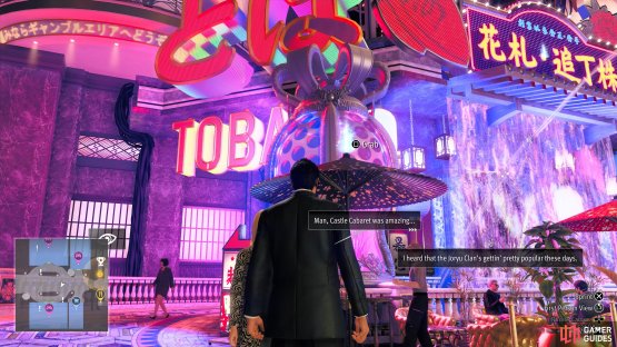 It will be sitting on top of one of the umbrellas, in front of the Gambling Hall.