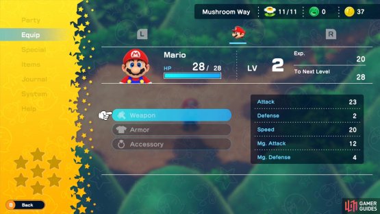 Open up the menu and select the &ldquo;Equip&rdquo; tab