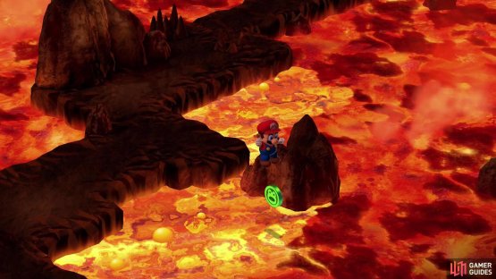 Try to land on a Frog Coin suspended over lava - if you miss and burn your buns, you&rsquo;ll need to backtrack to get another attempt.