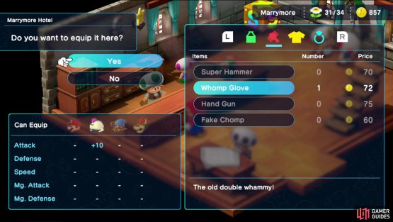 After getting the hidden treasure, head downstairs and purchase new weapons.