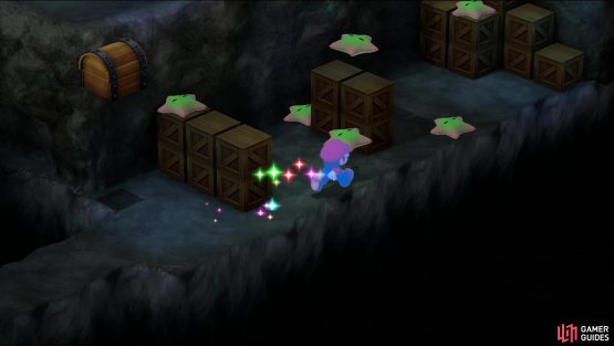 Hit a chest to score a Star, then quickly defeat a bunch of Zeostar enemies.