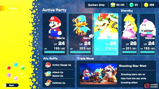 For the party, bring Geno, and one of Bowser, or Peach.