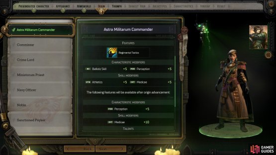 The Commander Origin gives you various group enhancement effects.
