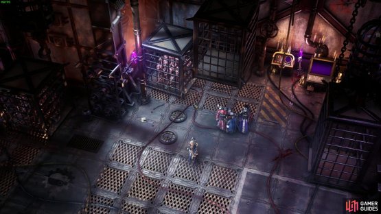 Enter the room, look for interactions with the mutant cage and the Cognitator, and beat the boss.