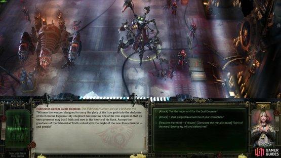 If you have the Follower Rank of Heretic, you can recruit the Forgefiend on the left as a neutral ally. There&rsquo;s a further option with what to do with it later if you&rsquo;re looking for more fun decisions or agree it&rsquo;s heresy and destroy it later.