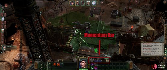 The Momentum Bar is the blue bar on the right. It can be found sitting above your abilities. Momentum has a minimum of 0 points and a maximum of 200.