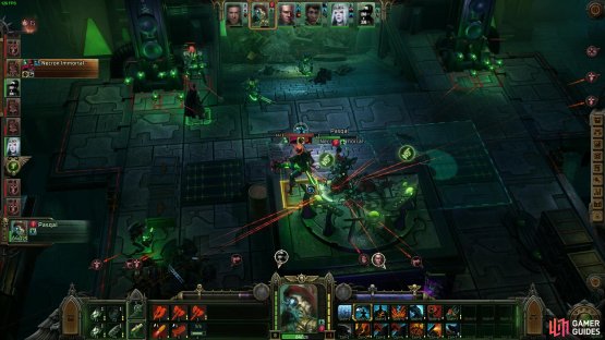 Around the Cogitator are several Necron Immortals and Warriors that wake up as they fight foes.