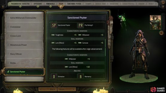 Choosing the Psyker Origin allows you to play a mage-like character.