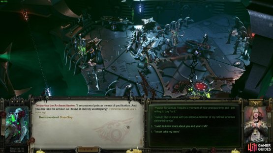 You need to devalue Tervantias&rsquo; outlook on a Space Marine science project if you intend to free Ulfar in Rogue Trader.