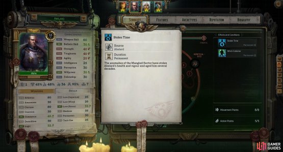 Abelard will have the Stolen Time debuff when he joins you in Chapter 3,