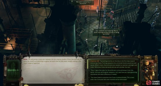 If you choose to talk to the rebels, you&rsquo;ll again get the option to execute them, but you can also concede to their demands, or find some middle ground that appeases them while keeping them disarmed.