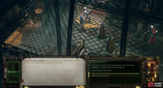 Agree to oversee the matter personally and find Avrilla on the lower deck. You can either execute the rebels or try to mediate.