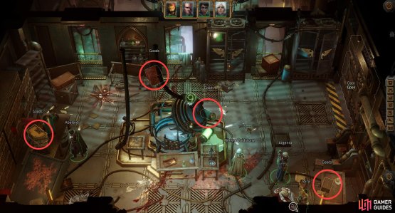 The first room of the laboratory has numerous lootable objects, all containing components for the upcoming Laboratory Puzzle.