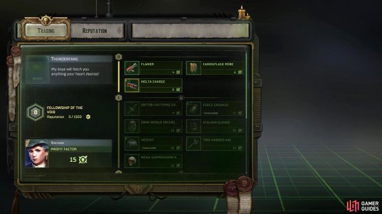 You can purchase some useful equipment from them, such as the Stalker Gloves.