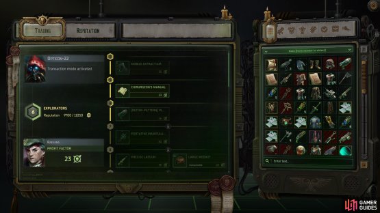 Leveling up your reputation with a specific faction unlocks more items to purchase.