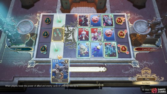 Set up your cards, except for Dyne, as shown here.