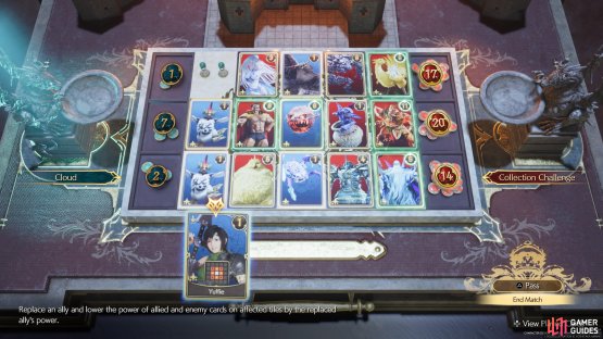 All of the cards can be put in the spots as shown, with the Yuffie card being saved for last.