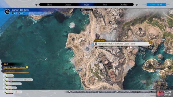 The location of the second tower on the map.