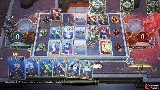 Try to avoid enhancing your cards, to avoid powering up the enemy&rsquo;s Space Ranger.