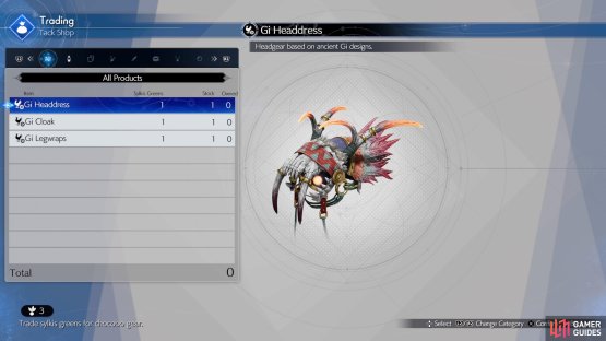 You can use the remaining greens to purchase the Gi Chocobo gear.