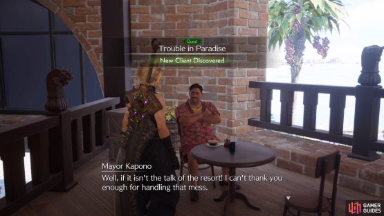 Inside, speak with the mayor to actually start the quest.
