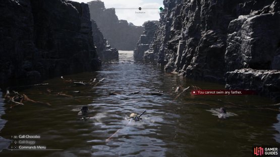 Due to profound video game logic, you won&rsquo;t be able to swim across the debris-filled waters connecting the two regions.