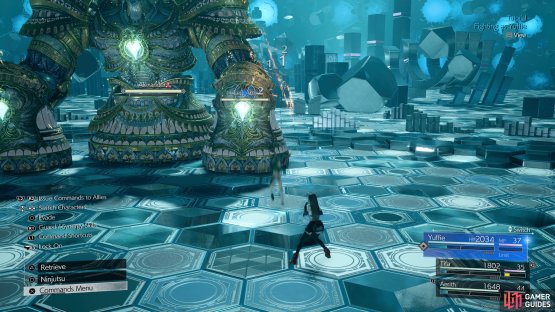 You can attack up close or throw it from a distance, hitting retrieve when it lights up will return the weapon to Yuffie automatically.