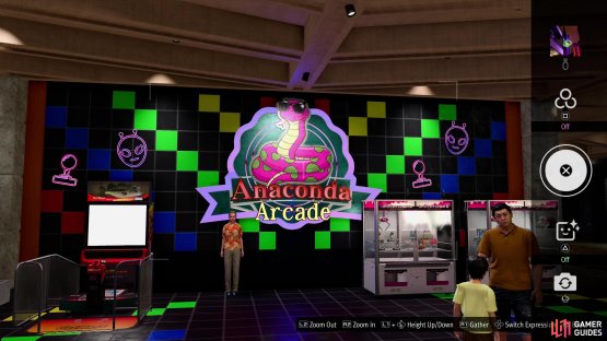 and take a picture of the Anaconda Arcade sign.