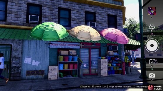 and take a picture of the umbrellas outside.