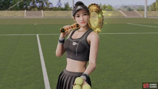 Chitose can be seen wearing her Tennis Ace outfit.