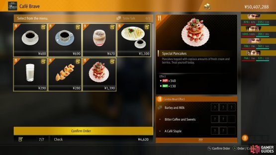 Ordering anything at a restaurant will earn you +3 Bond Points for all characters,