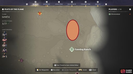 Glide toward the Fanning Ranch, which is southeast from the Nomad Spire.