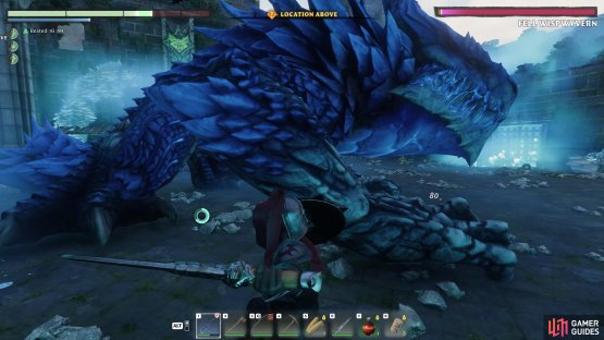 You can attack the boss in melee for a short period before its tail whip attack comes.