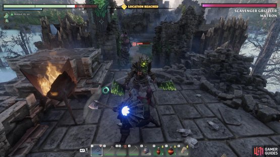 Fighting your way through will alert the Scavenger Grizzler Matron boss on the bridge.