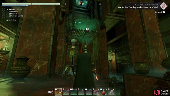 The second glyph is on a platform above the barrier.