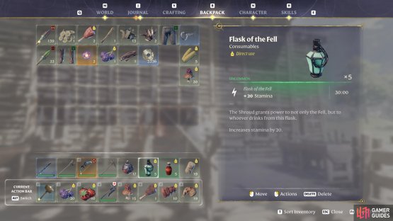 The Flask of the Fell is a great addition to any build that requires more stamina, including Barbarian.