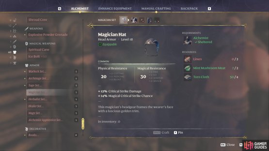 The Magician Set is your go-to mid-game craftable mage-build armor set for Magical Crit and damage buffs.