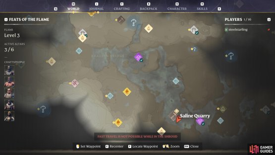 The location of the Saline Quarry, southeast of Braelyn Bridge and directly east of Longkeep.