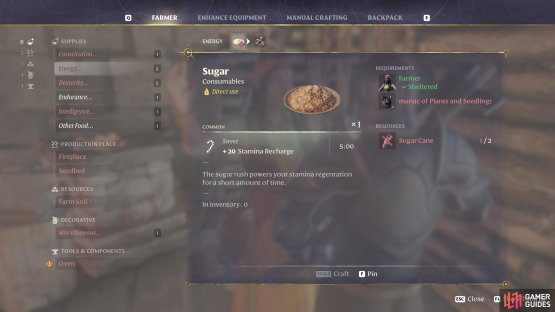The stamina recharge buff from Sugar makes it one of the most useful food consumables for any class.
