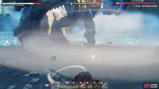 If you don’t successfully dodge-roll from the tail whip attack, you’ll be stunned and receive massive damage.