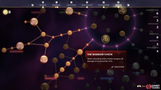 The Warrior&rsquo;s Path provides a base increase to your melee damage regardless of weapon type.