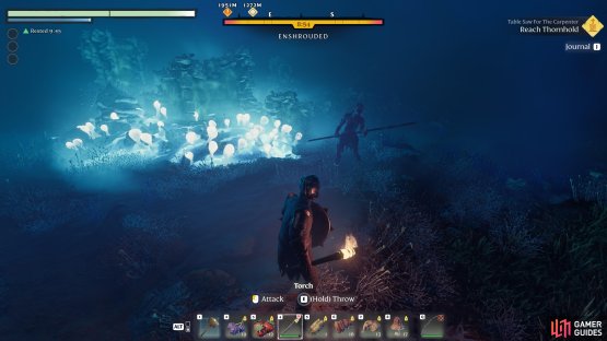 The torch can be used as a decent weapon against shroud creatures in the dark, or bees in the day!