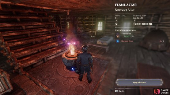 Upgrading the Flame Altar will give you more space to build on. You can also reset your skill points at the altar.