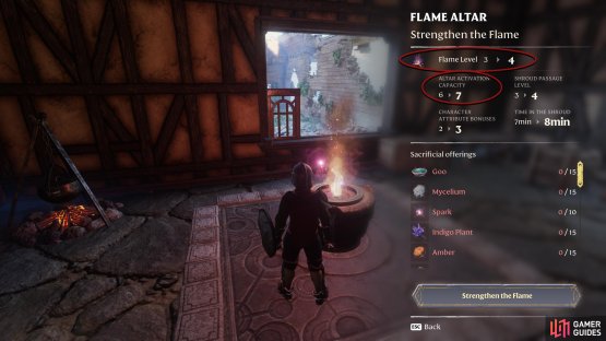 The size of the Altar can be increased by enhancing the flame of the Altar.