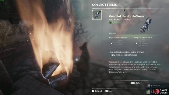 Open the Golden Chest once the boss is defeated and you can grab the Guard of the North Gloves.