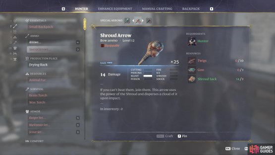They can also be used to craft Shroud Arrows. Each sack (among other materials) will craft you a stack of 25 arrows.