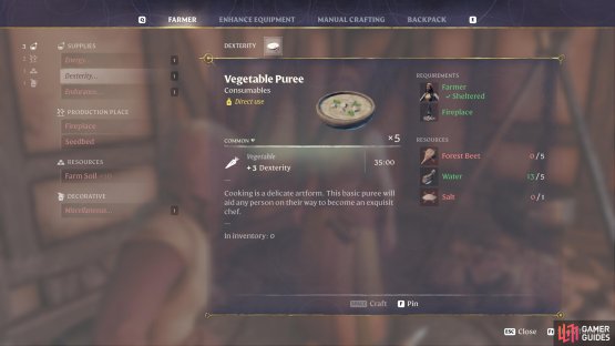 The Vegetable Purée is a great dish for ranged builds as it directly increases your damage.