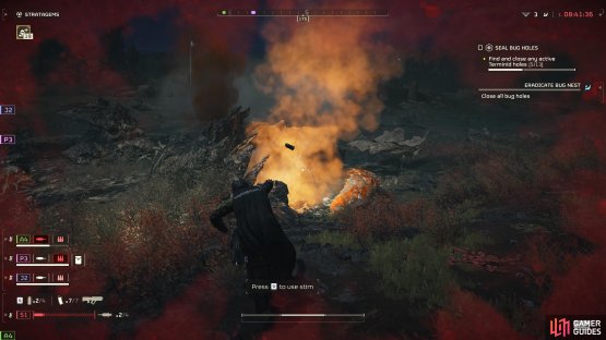 You can throw a grenade into one bug hole to destroy and close it.